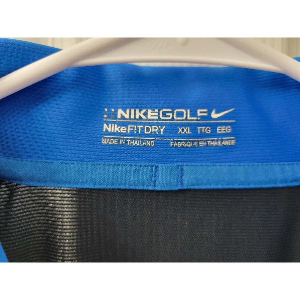 Nike Golf Nike Fit Dry Mens XXL 2X Blue Black Short Sleeve 1/4 Zip EUC
